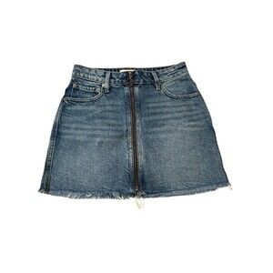 We The Free People Denim Jean Miniskirt w/Raw Hem Full-Zip Blue Women's Size 24